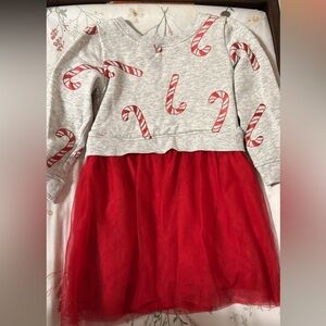 Festive Candy Cane Dress with Red Tulle Skirt